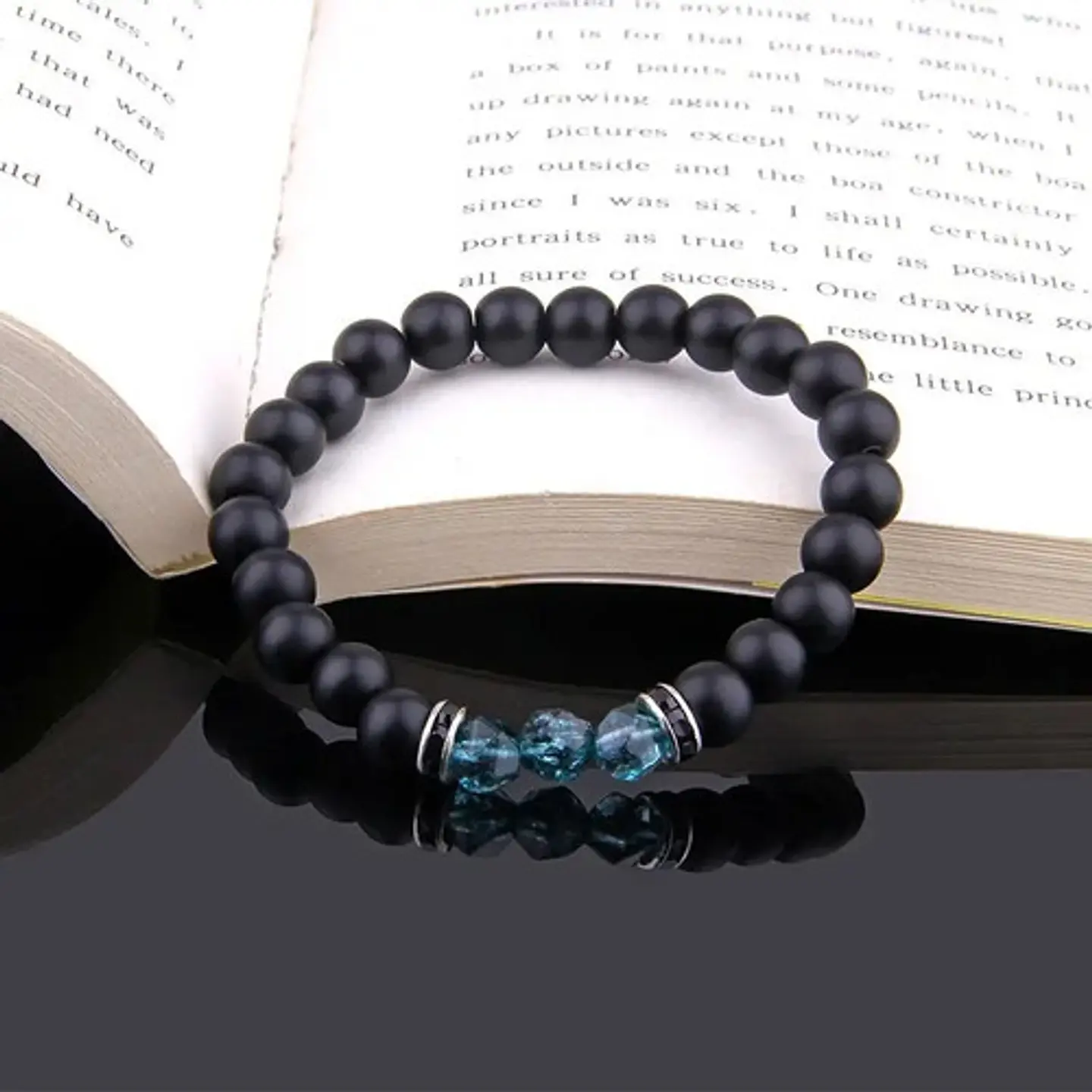 Pulsera Manilla Piedras Naturales Onix Color Negro Hombre 3