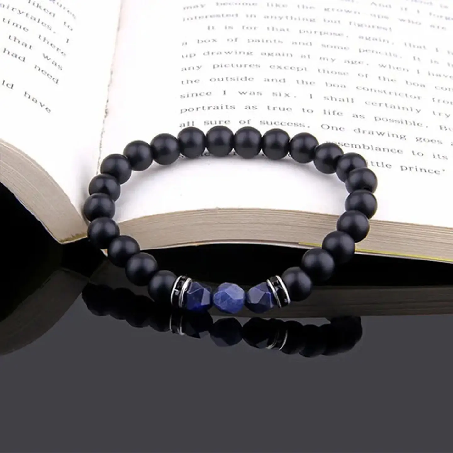 Pulsera Manilla Piedras Naturales Onix Color Negro Hombre 5