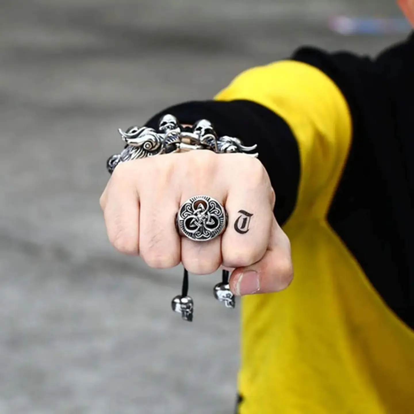Anillo Nudo Celta Vikingo Color Plat Acero Inoxidable Hombre 2