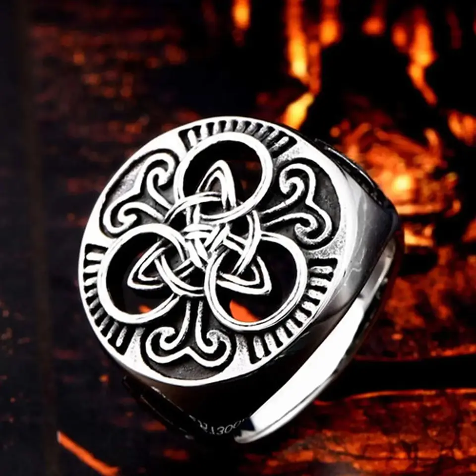 Anillo Nudo Celta Vikingo Color Plat Acero Inoxidable Hombre 5