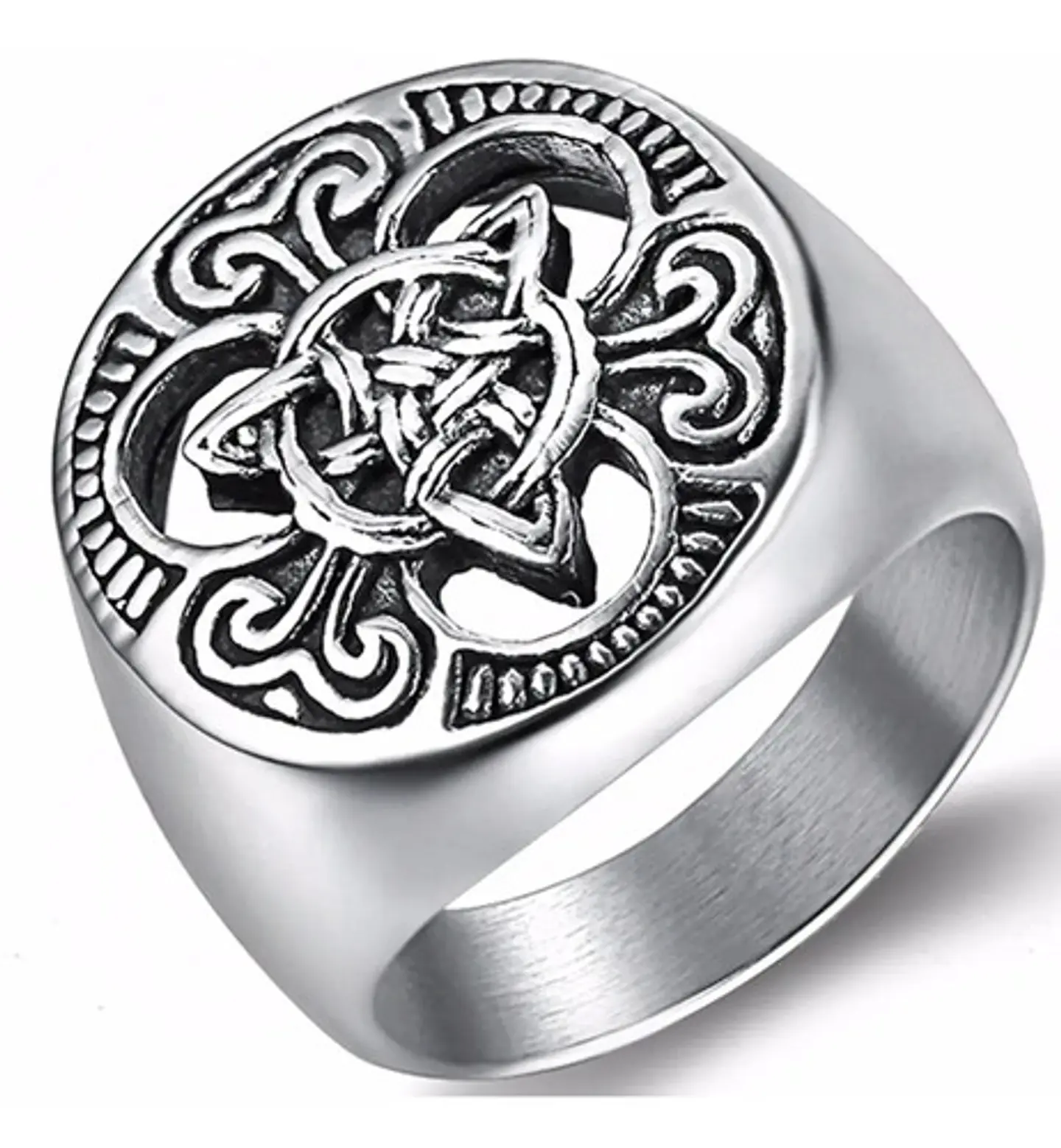 Anillo Nudo Celta Vikingo Color Plat Acero Inoxidable Hombre 10