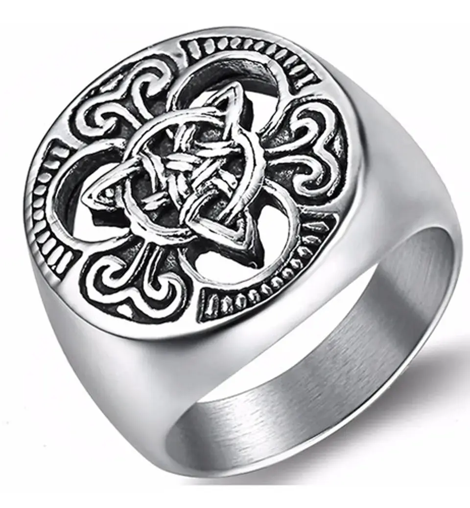 Anillo Nudo Celta Vikingo Color Plat Acero Inoxidable Hombre 10