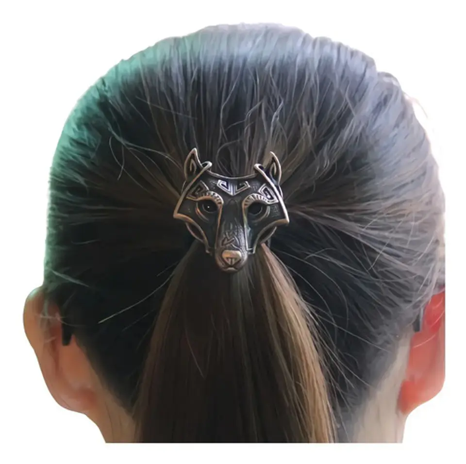 Pinzas Moño Para El Cabello Pelo Elástica Lobo Vikingo Mujer 7