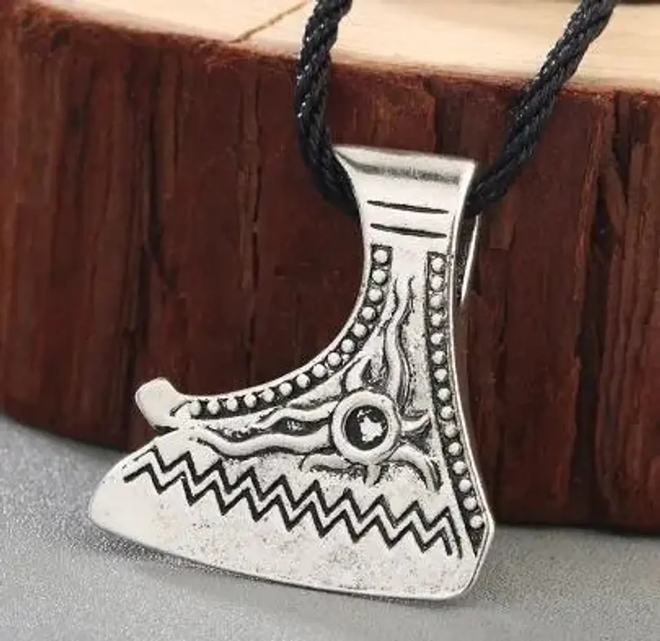 Collar Hacha Arma Eslava Nórdico Vikingo Celta Hombre Mujer 2