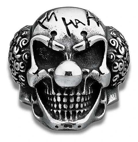 Anillo Payaso Joker Biker Gotico Acero Inoxidable Hombre