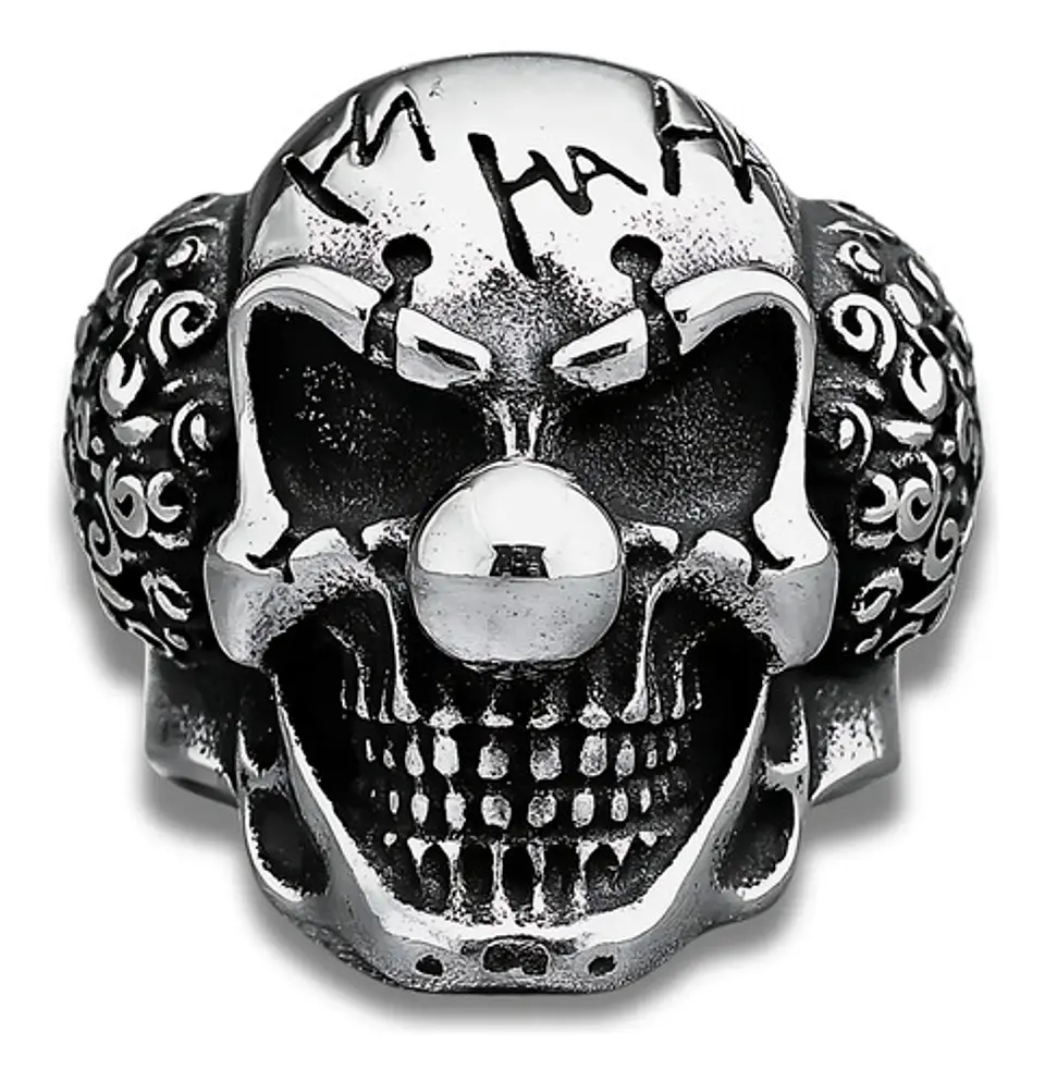 Anillo Payaso Joker Biker Gotico Acero Inoxidable Hombre 1