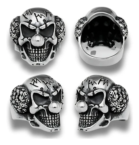 Anillo Payaso Joker Biker Gotico Acero Inoxidable Hombre