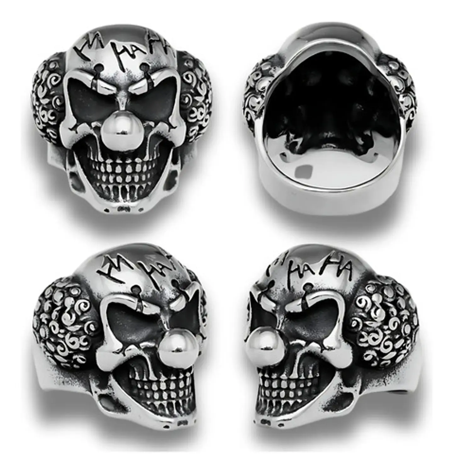 Anillo Payaso Joker Biker Gotico Acero Inoxidable Hombre 2