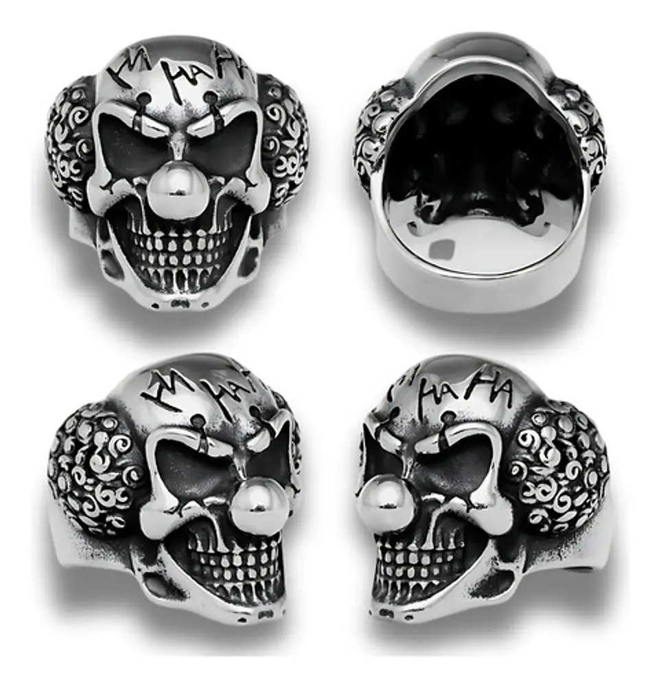 Anillo Payaso Joker Biker Gotico Acero Inoxidable Hombre 2