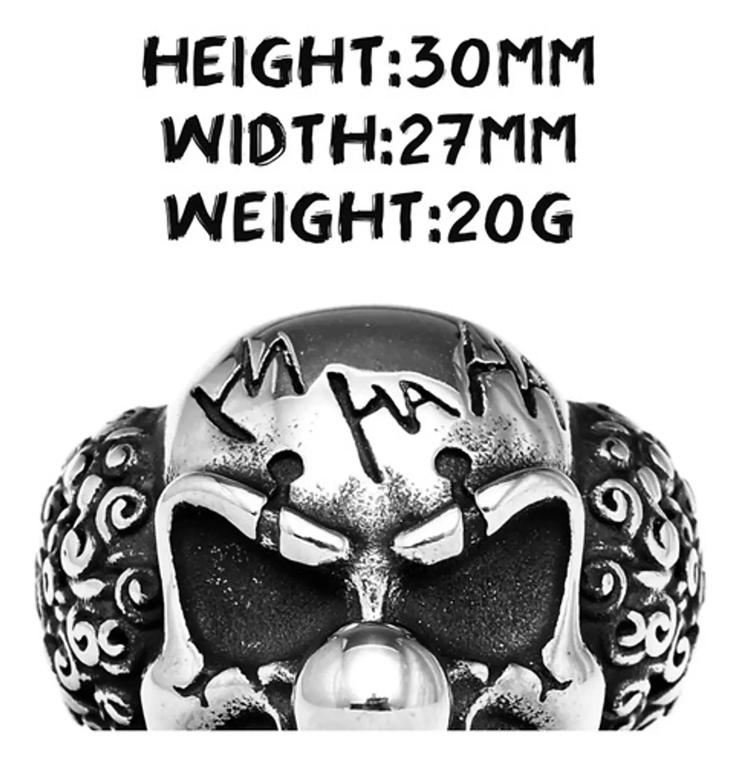 Anillo Payaso Joker Biker Gotico Acero Inoxidable Hombre 3