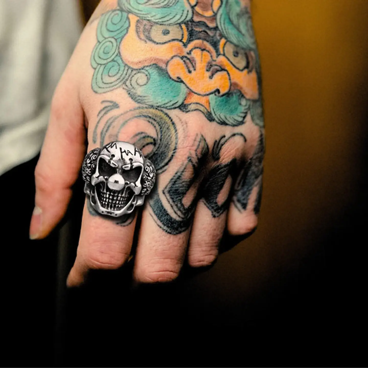 Anillo Payaso Joker Biker Gotico Acero Inoxidable Hombre 6