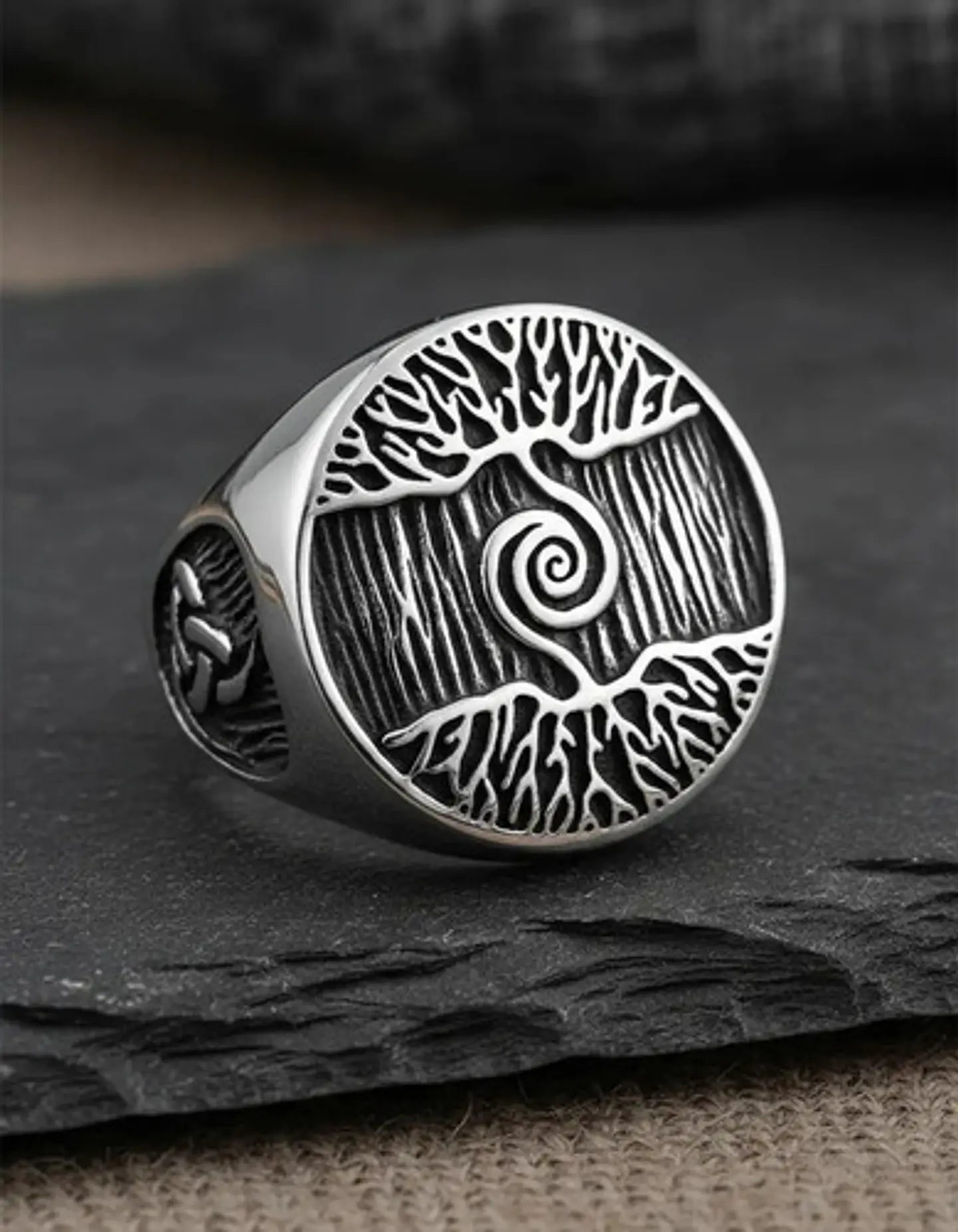 Anillo Vikingo Árbol De La Vida Acero Inoxidable Para Hombre 4