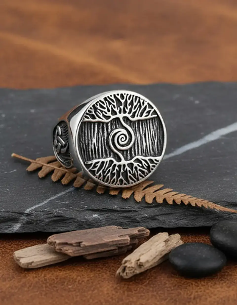 Anillo Vikingo Árbol De La Vida Acero Inoxidable Para Hombre 7