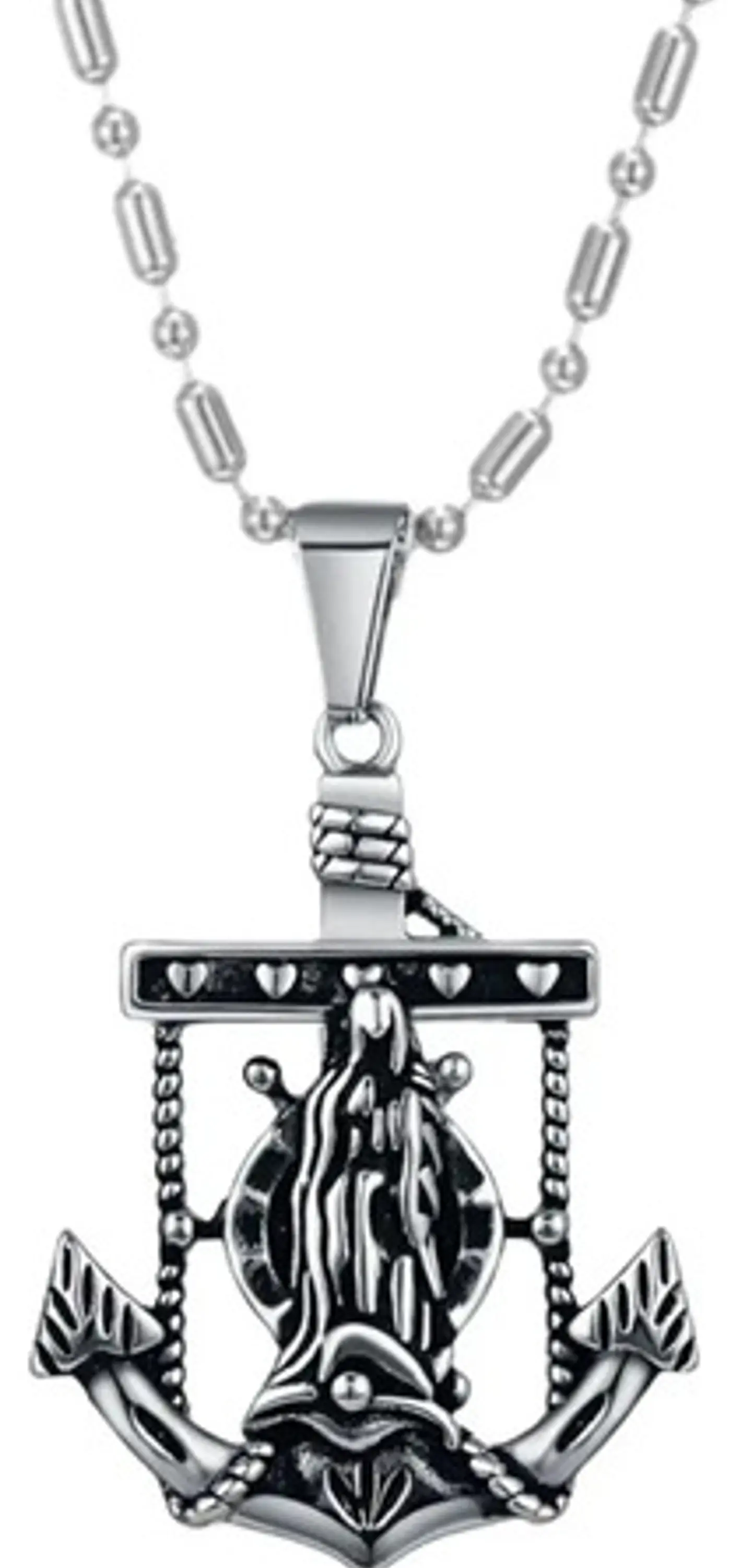 Collar Ancla Militar Acero Inoxidable Color Plata Hombre 1