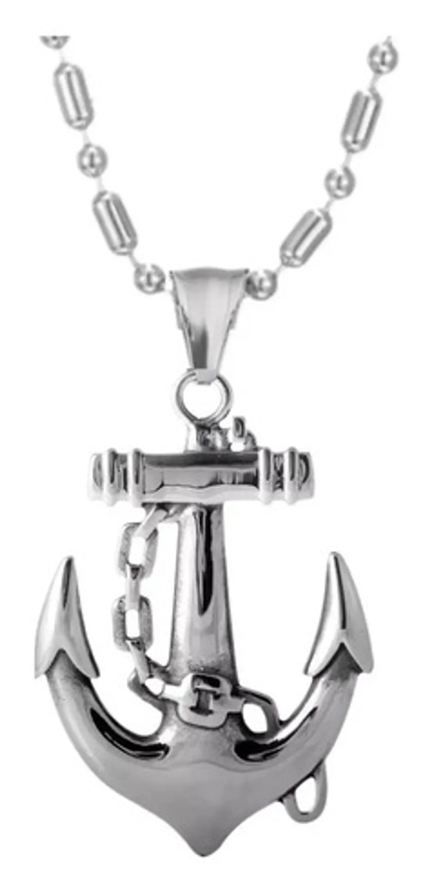 Collar Ancla Militar Acero Inoxidable Color Plata Hombre 6