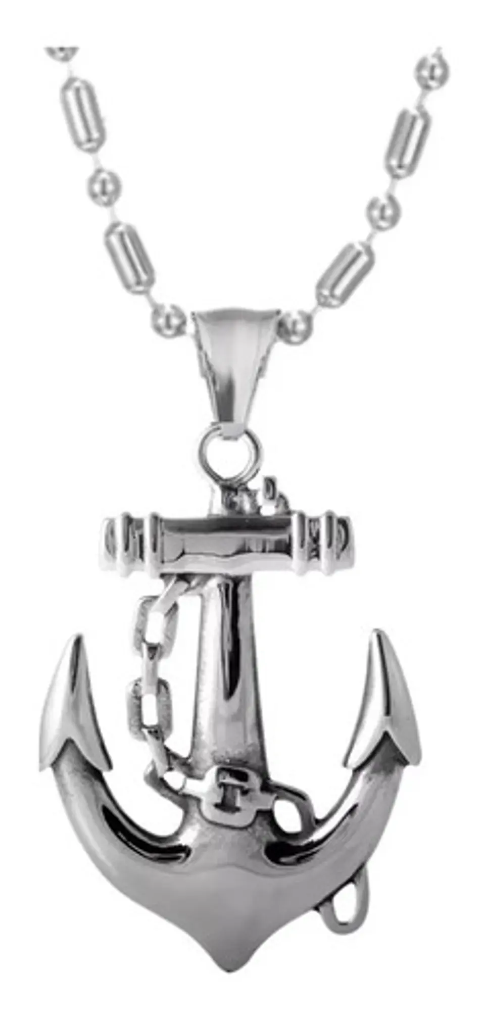 Collar Ancla Militar Acero Inoxidable Color Plata Hombre 6