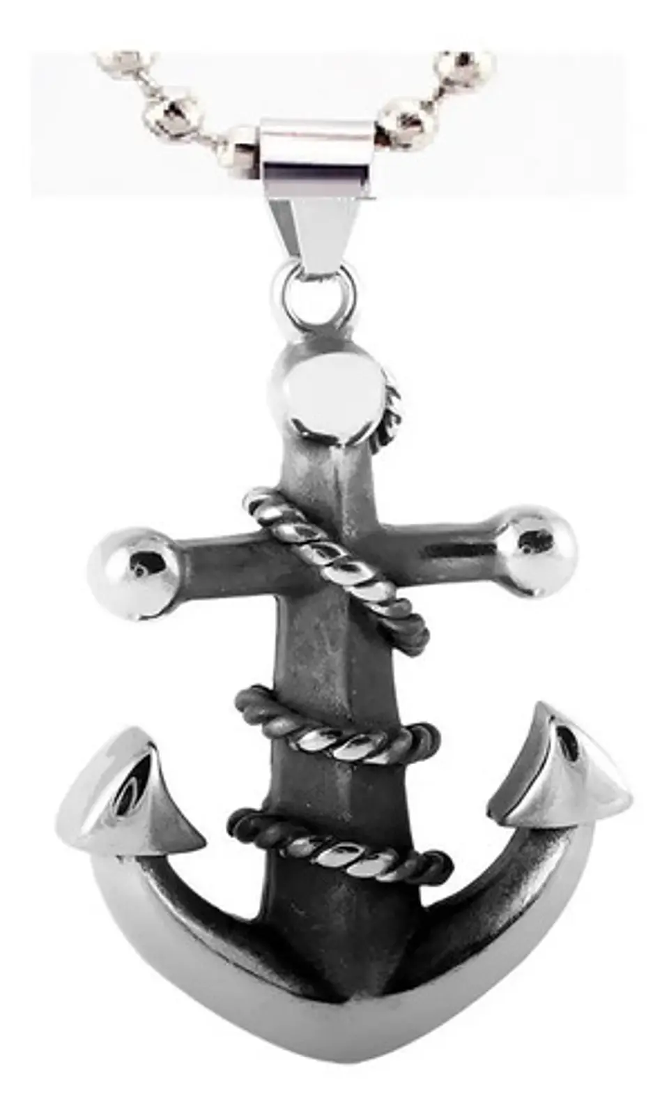 Collar Ancla Militar Acero Inoxidable Color Plata Hombre 9