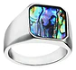 Anillo Clásico Piedra En Acero Inoxidable Color Plata Hombre - Miniatura 3