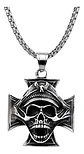 Collar Para Hombres Dije Cráneo Cruz Militar Gotico Calavera - Miniatura 1
