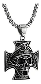 Collar Para Hombres Dije Cráneo Cruz Militar Gotico Calavera - Miniatura 2