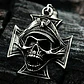 Collar Para Hombres Dije Cráneo Cruz Militar Gotico Calavera - Miniatura 3
