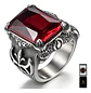 Anillo Vikingo Piedra Acero Inoxidable Color Plata Hombre - Miniatura 1