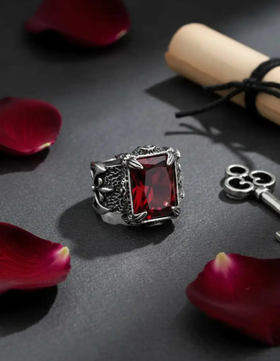 Anillo Vikingo Piedra Acero Inoxidable Color Plata Hombre 2