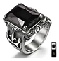 Anillo Vikingo Piedra Acero Inoxidable Color Plata Hombre - Miniatura 11