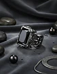 Anillo Vikingo Piedra Acero Inoxidable Color Plata Hombre - Miniatura 12