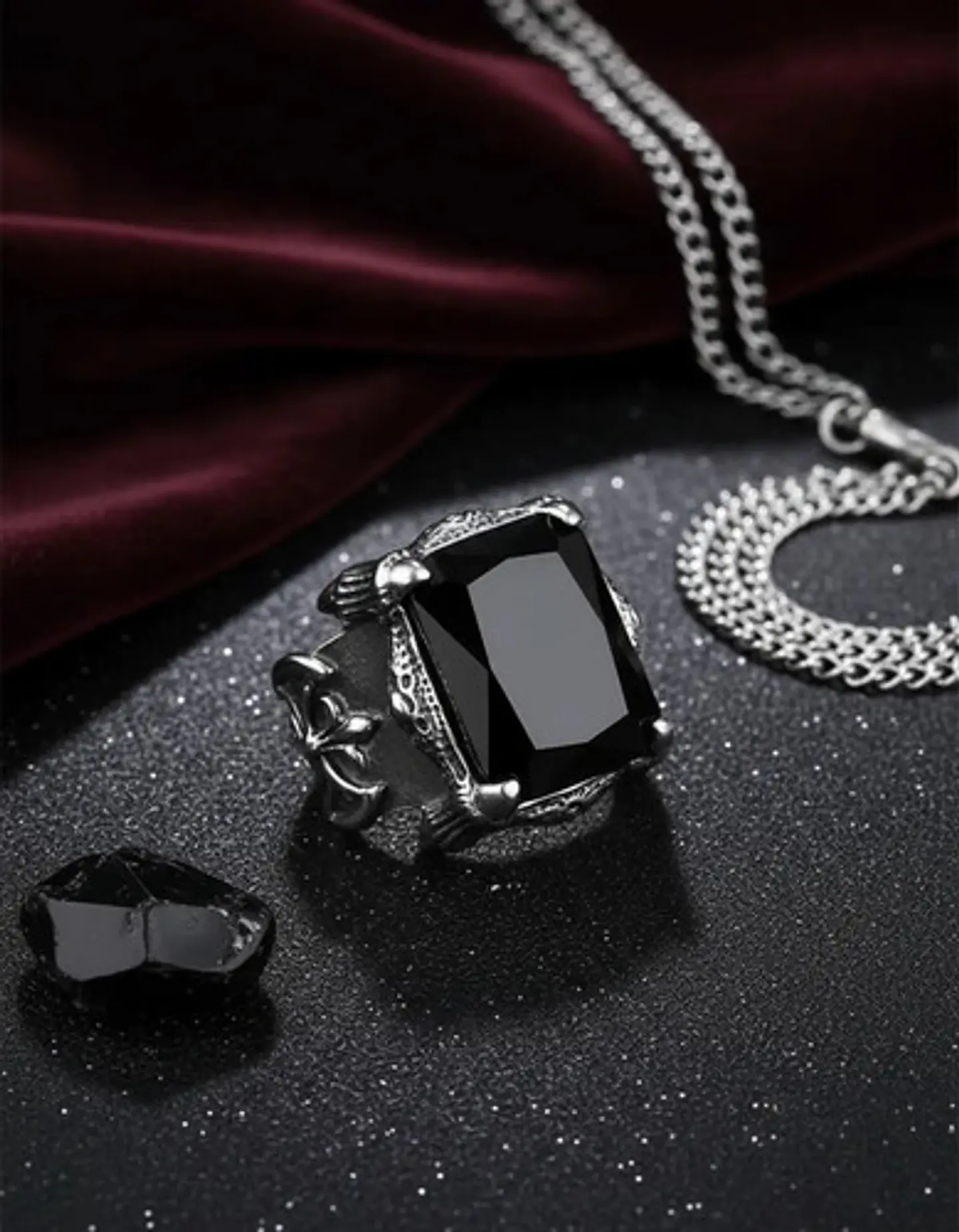 Anillo Vikingo Piedra Acero Inoxidable Color Plata Hombre 13