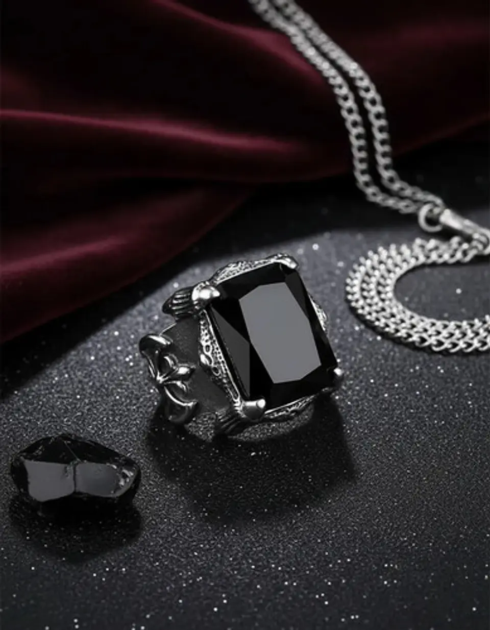 Anillo Vikingo Piedra Acero Inoxidable Color Plata Hombre 13