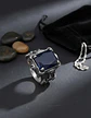 Anillo Vikingo Piedra Acero Inoxidable Color Plata Hombre - Miniatura 14