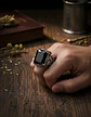Anillo Vikingo Piedra Acero Inoxidable Color Plata Hombre - Miniatura 19