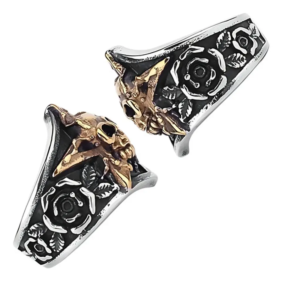 Anillo Pentagrama Cráneo Color Plata Acero Inoxidable Hombre 4