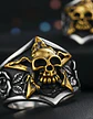 Anillo Pentagrama Cráneo Color Plata Acero Inoxidable Hombre - Miniatura 7