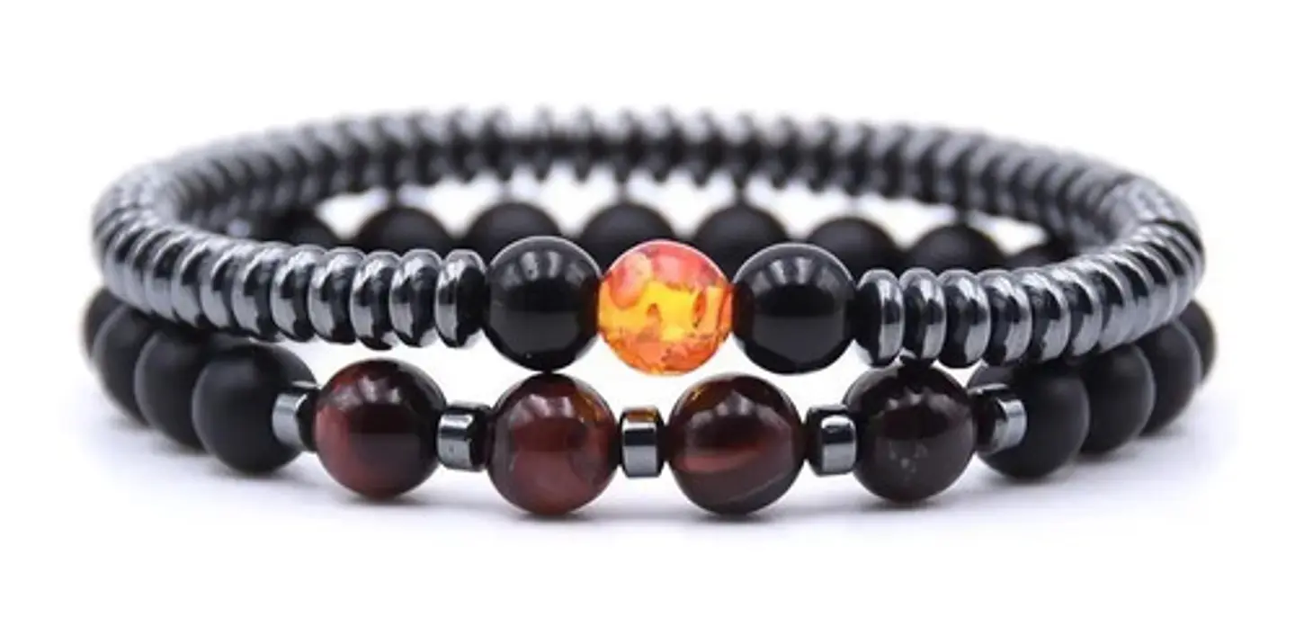 Pulsera Manillas Piedras Naturales Hematita Hombre Y Mujer 1