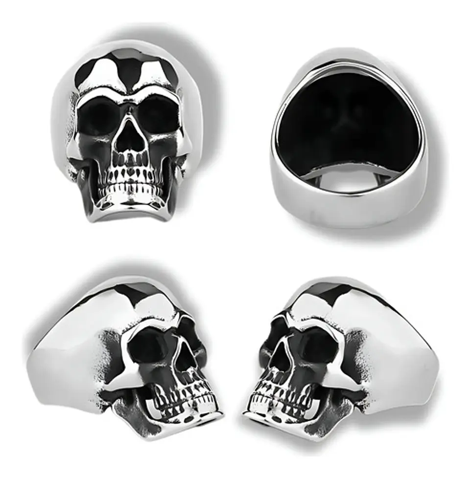 Anillo Cráneo Calaveras Skull Gótico Acero Inoxidable Hombre 3