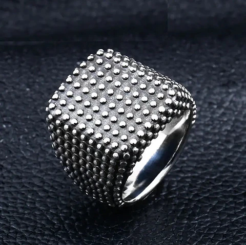 Anillo Color Plata Guerrero Popular Acero Inoxidable Hombre