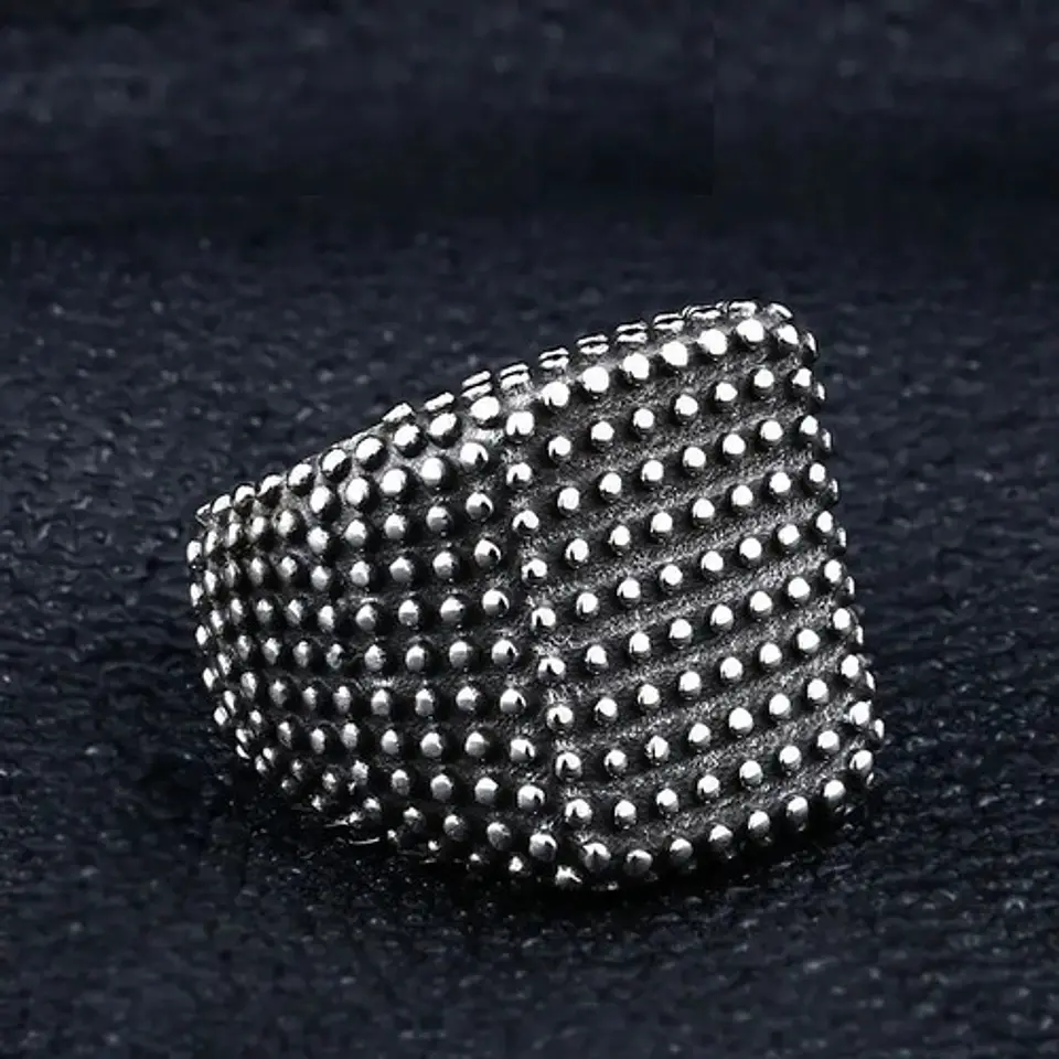 Anillo Color Plata Guerrero Popular Acero Inoxidable Hombre 5