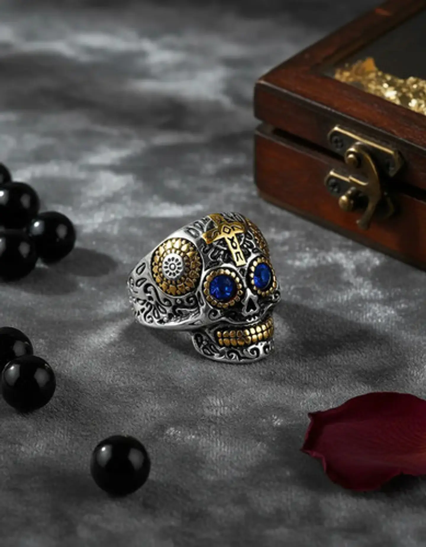 Anillo Cráneo Calavera Skull Rock En Acero Inoxidable Hombre 4