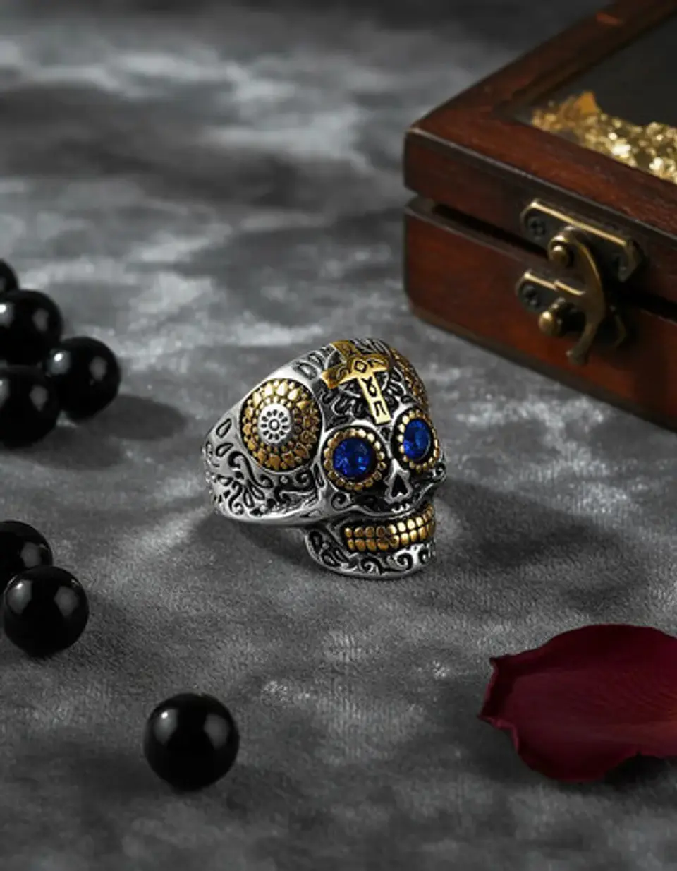 Anillo Cráneo Calavera Skull Rock En Acero Inoxidable Hombre 4