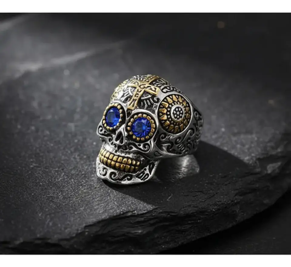 Anillo Cráneo Calavera Skull Rock En Acero Inoxidable Hombre 6