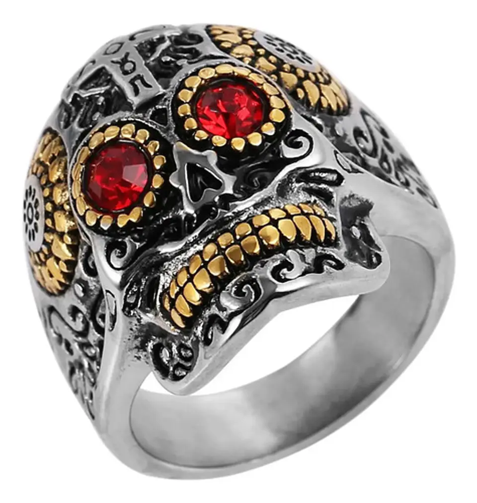 Anillo Cráneo Calavera Skull Rock En Acero Inoxidable Hombre 11