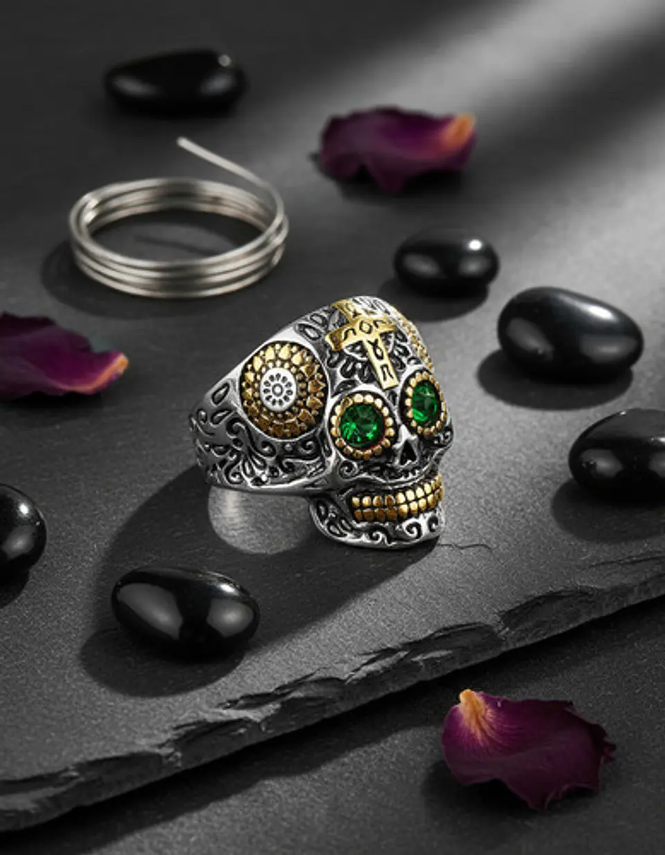 Anillo Cráneo Calavera Skull Rock En Acero Inoxidable Hombre 19