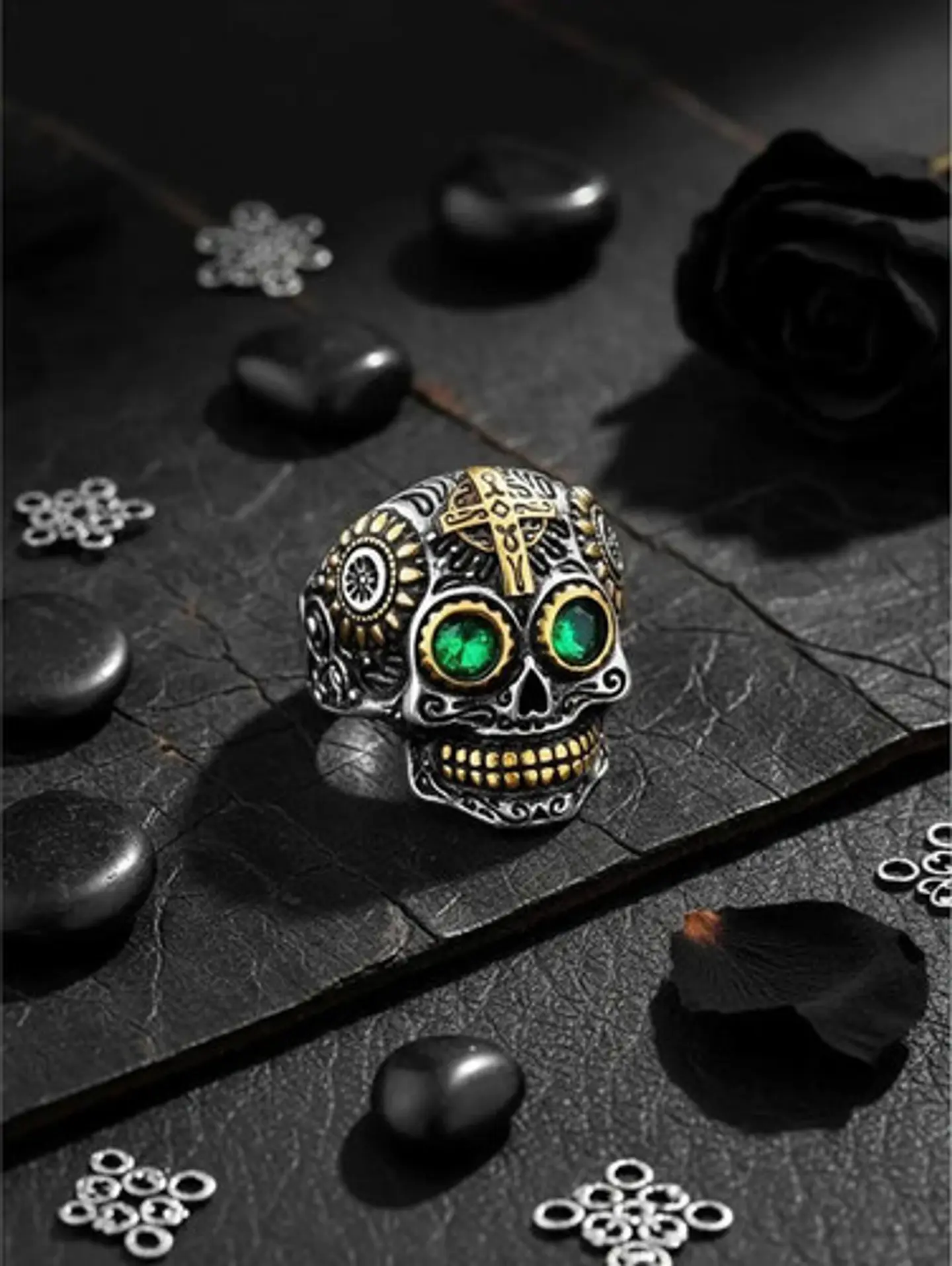 Anillo Cráneo Calavera Skull Rock En Acero Inoxidable Hombre 21
