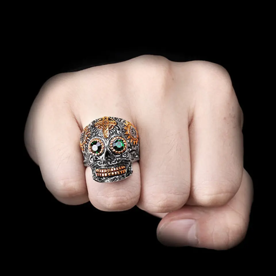 Anillo Cráneo Calavera Skull Rock En Acero Inoxidable Hombre 25