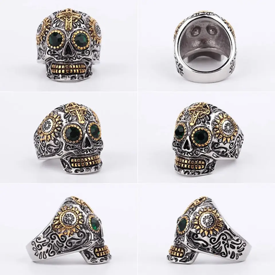 Anillo Cráneo Calavera Skull Rock En Acero Inoxidable Hombre 27