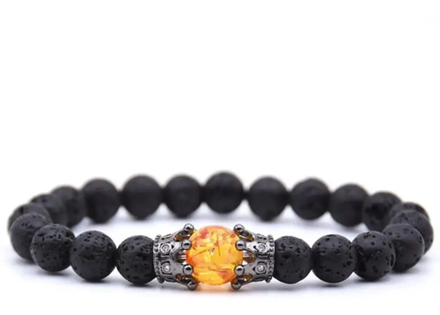Pulsera Manillas Piedras Naturales Corona Para Hombre Mujer 1