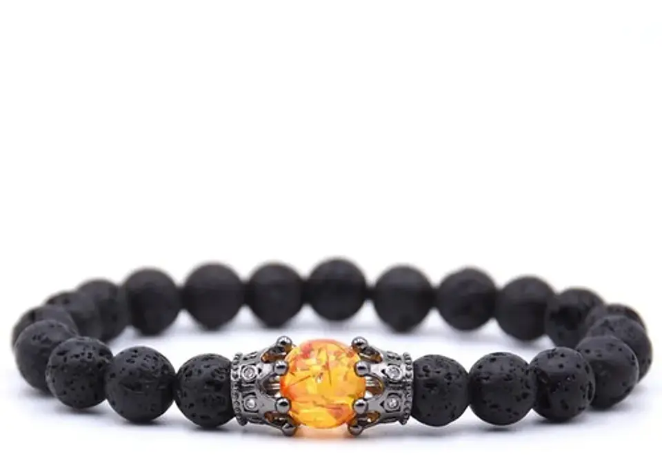 Pulsera Manillas Piedras Naturales Corona Para Hombre Mujer 1