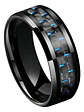Anillo Argolla Fibra Carbon Negro Acero Inoxidable Hombre - Miniatura 1